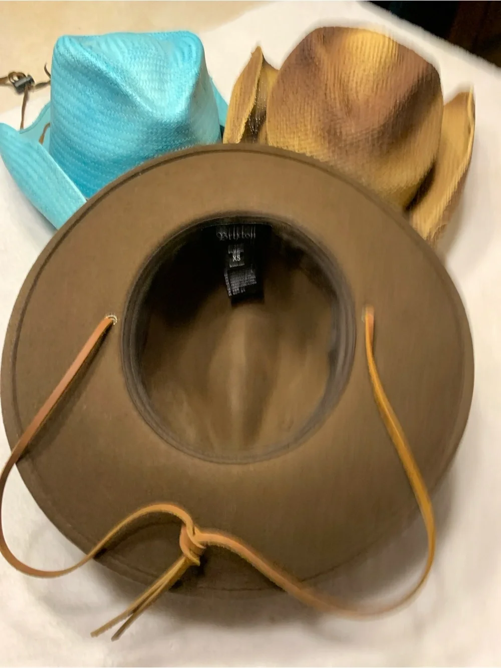 Brixton Brown Wool Felt Western Fedora Hat w/Leather Hat Band Chinstrap